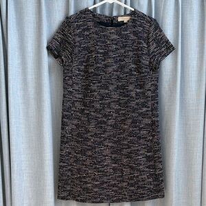 LOFT Black and White Textured Mini Dress